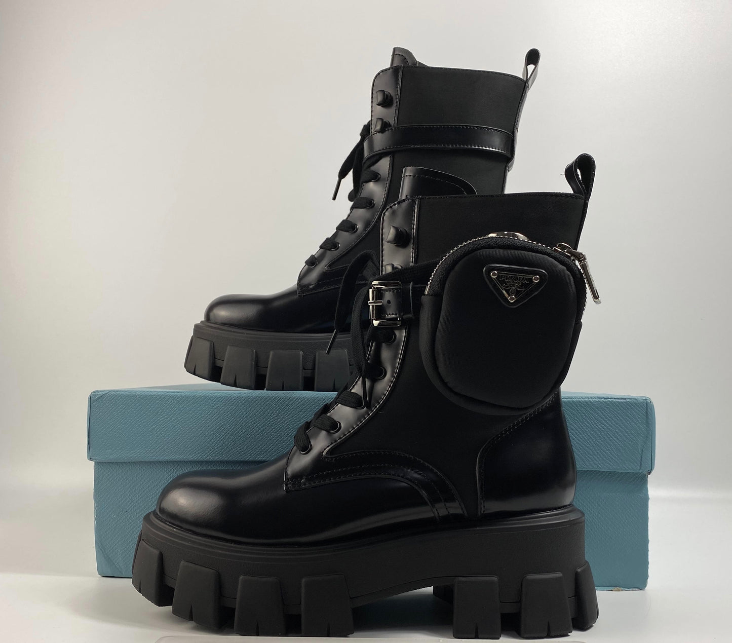 Prada combat boots mid top